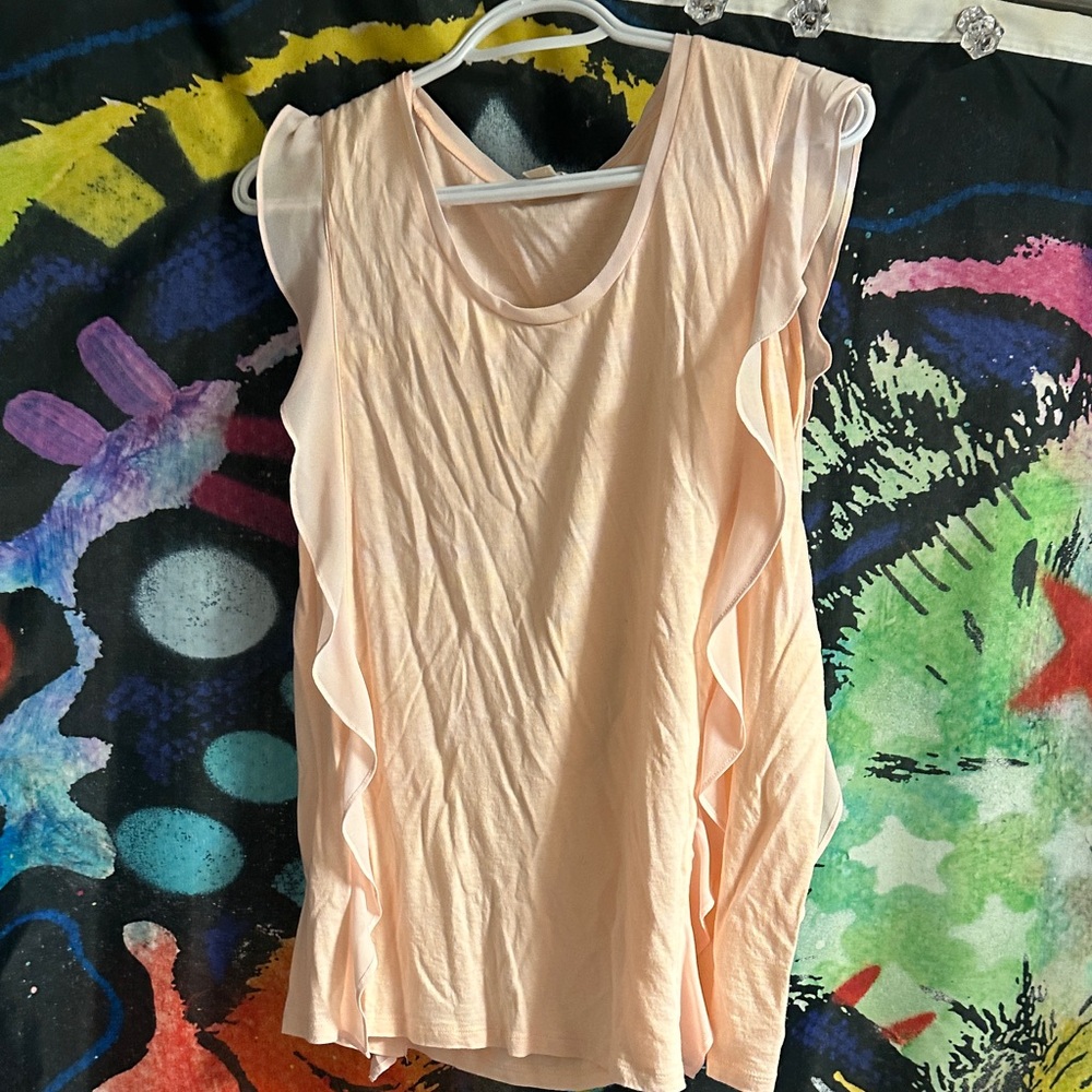 MICHAEL Michael Kors Light Pink Ruffle Tank Top